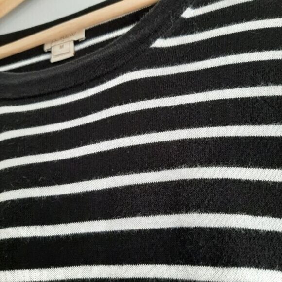 J. CREW 100% Cotton Relaxed Scoop Neck Stripe Top Ribbed Sleeve Sz M - Picture 5 of 8